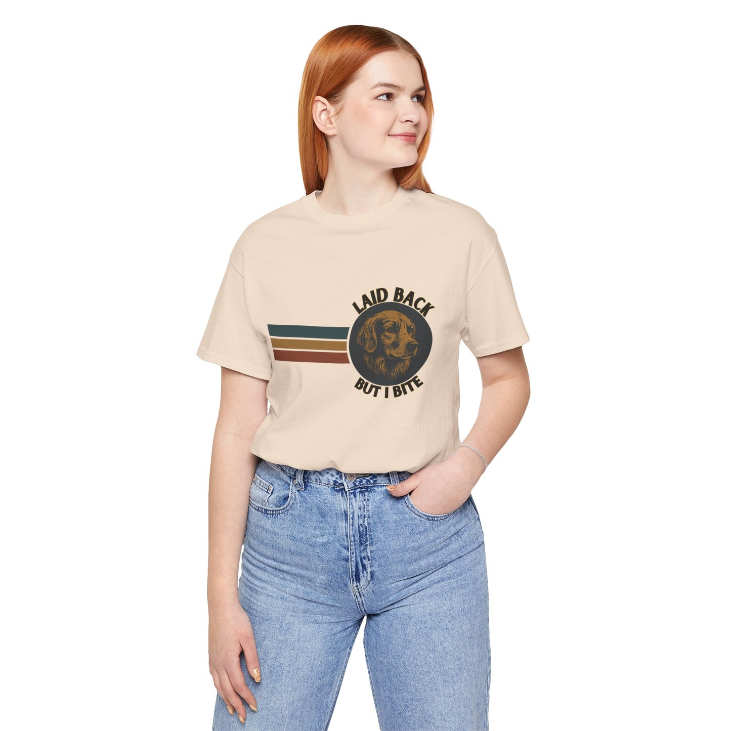 Laid Back But I Bite Tee - Retro Dog Shirt for Chill Owners with an Edge