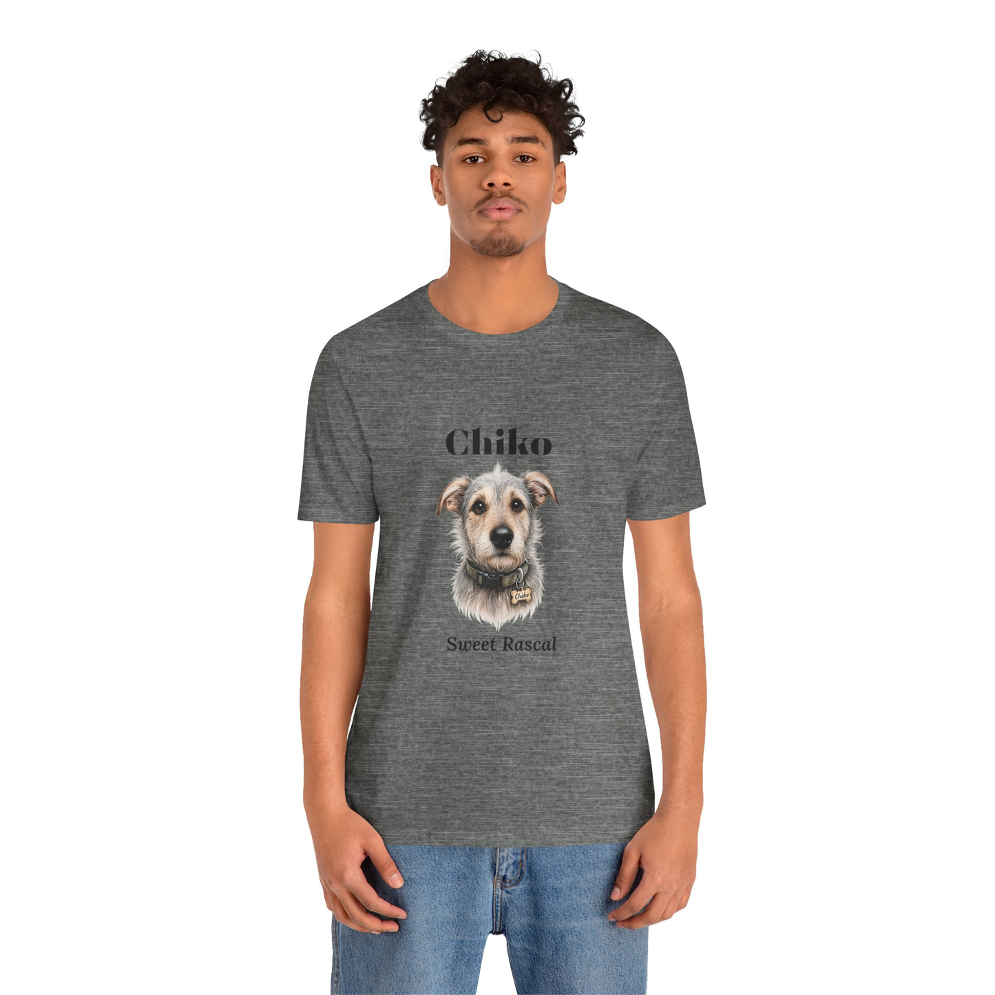 Custom Retro Dog Portrait T-Shirt—Add Your Dog's Photo, Name & Legendary Slogan